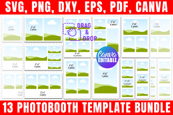 13 Photobooth Template Editable Bundle: Graphics & Print Templates