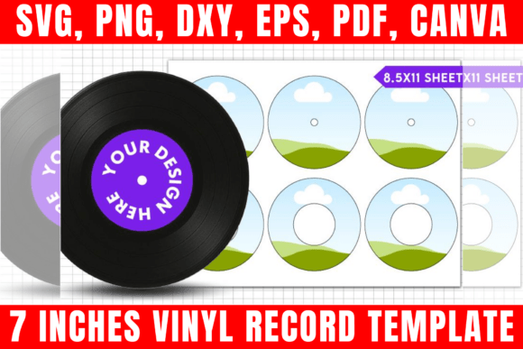7 Inches Vinyl Record Canva Template: Graphics & Print Templates