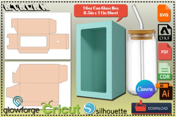 Can Glass Gift Box 16Oz Glass Box SVG