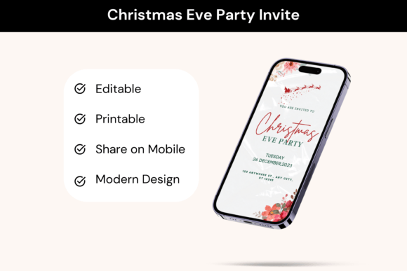 Christmas Eve Party Invitation: Graphics & Print Templates