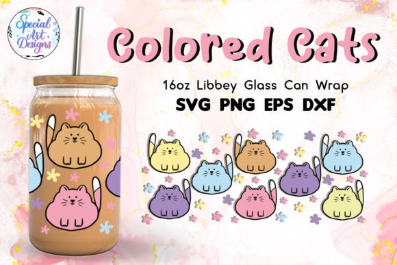 Colored Cats Glass Wrap: Graphics for Crafts & Content