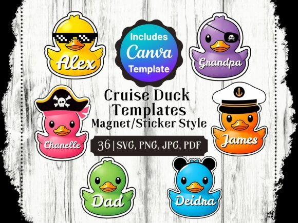Cruise Duck Stickers PNG SVG: Playful Graphics for Crafts & Branding