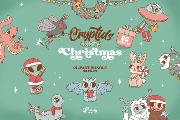 Cryptids Love Christmas Graphics & Illustrations Bundle
