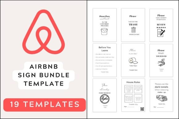 Editable Airbnb Sign Bundle Templates: Graphics for Local Branding