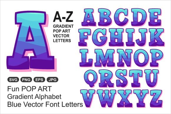 Gradient Pop Letters Vector Font a-Z SVG