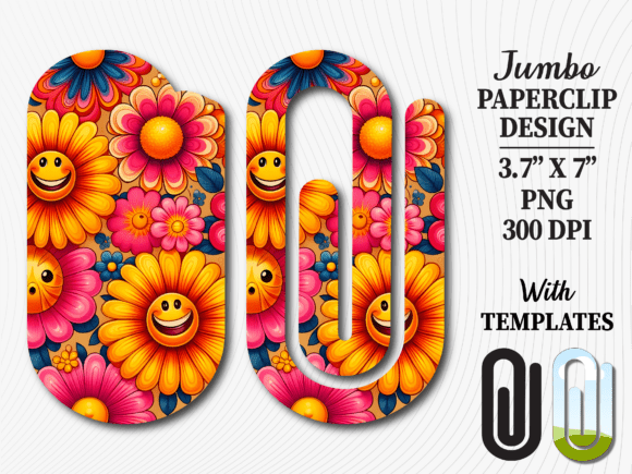 Groovy Flower Smile Jumbo Paperclip: Graphics for Crafts & Joyful Publishing
