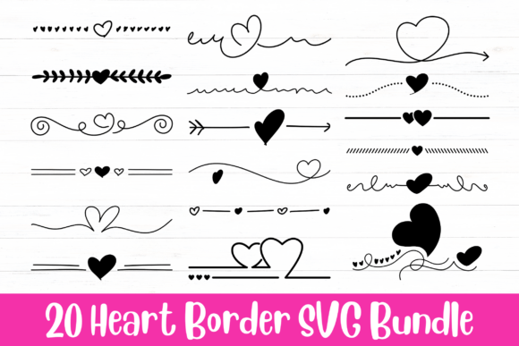 Heart Border SVG Bundle Romantic Heart Graphics