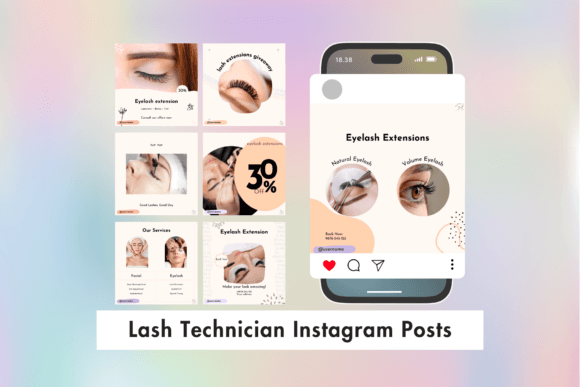 Lash Technician Instagram Posts: Social Media Templates & Graphics