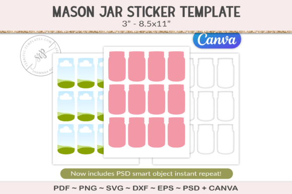 Mason Jar Collage 3 Template Sheet: Graphics for Crafts-Driven Branding