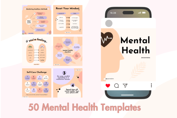 Mental Health Instagram Templates: Graphics for Social Media Templates