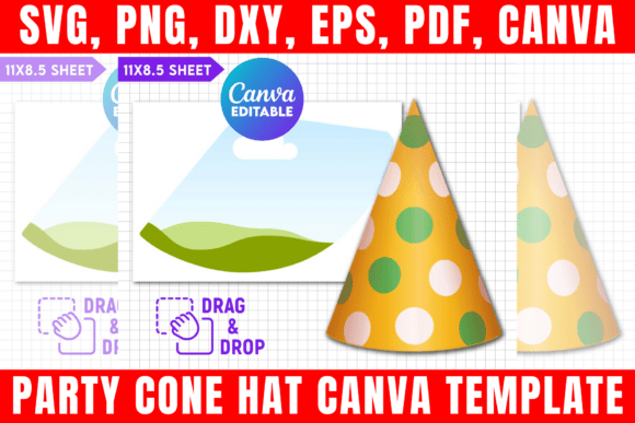 Party Cone Hat Canva Template SVG