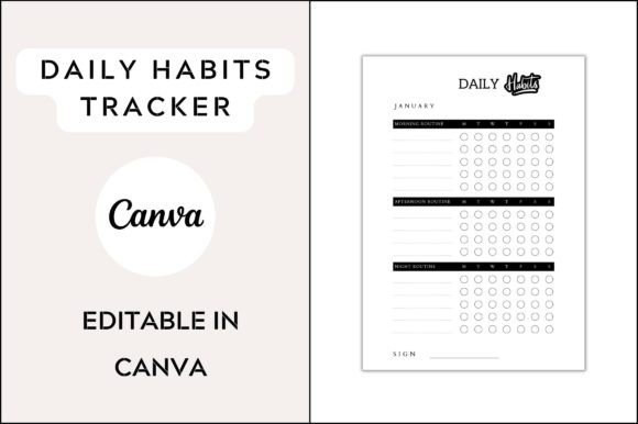 Premium Daily Habits Tracker Template: Graphics for Real Crafting