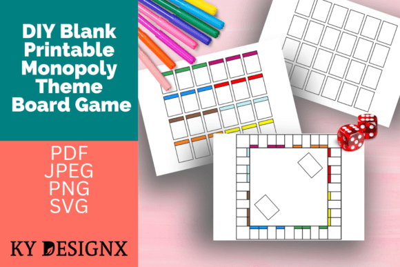 Printable Blank Monopoly Board Game: Graphics & Print Templates