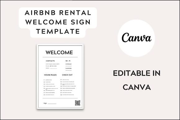 Printable Rental Welcome Sign Airbnb Graphics