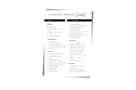 Sellers Agent Transaction Template: Graphics for Real Publishing