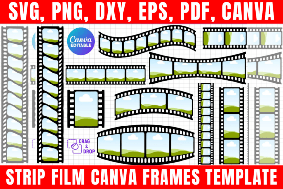 Strip Film Canva Editable Frames: Graphics & Print Templates