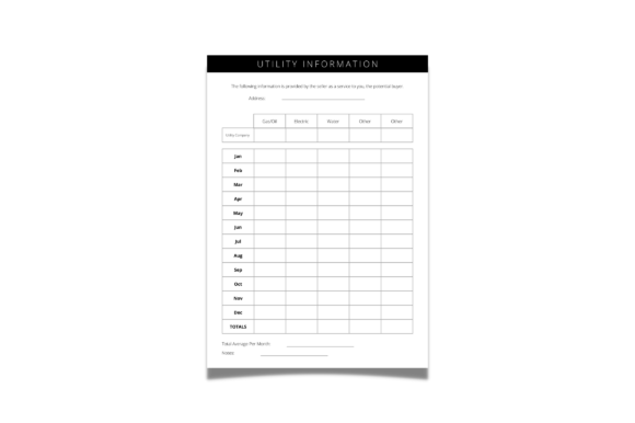 Utility Information Sheet - Real Estate